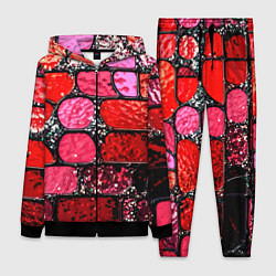 Женский 3D-костюм Рубиновый красный витражные плитки, цвет: 3D-черный
