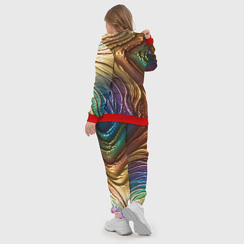 Женский костюм Сморщенные складочки жидкости / 3D-Красный – фото 5