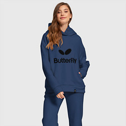 Женский костюм оверсайз Butterfly Logo, цвет: тёмно-синий — фото 2