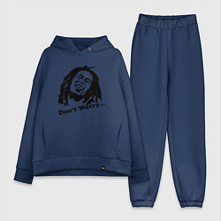 Женский костюм оверсайз Bob Marley: Don't worry цвета тёмно-синий — фото 1