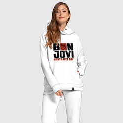 Женский костюм оверсайз Bon Jovi: Nice day, цвет: белый — фото 2