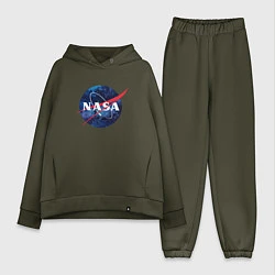 Женский костюм оверсайз NASA: Cosmic Logo, цвет: хаки