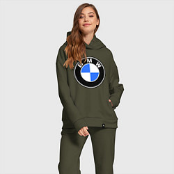 Женский костюм оверсайз Logo BMW, цвет: хаки — фото 2