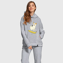 Женский костюм оверсайз Cat no banana meme, цвет: меланж — фото 2
