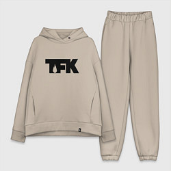 Женский костюм оверсайз TFK: Black Logo, цвет: миндальный