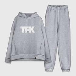 Женский костюм оверсайз TFK: White Logo, цвет: меланж
