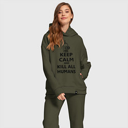 Женский костюм оверсайз Keep Calm & Kill All Humans, цвет: хаки — фото 2