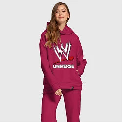 Женский костюм оверсайз WWE universe, цвет: маджента — фото 2