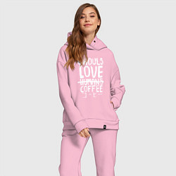 Женский костюм оверсайз Ghouls Love Coffee, цвет: светло-розовый — фото 2