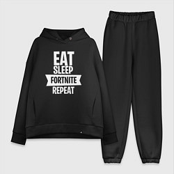 Женский костюм оверсайз Eat Sleep Fortnite Repeat, цвет: черный