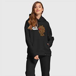 Женский костюм оверсайз Медведь-качок: дрищ, цвет: черный — фото 2