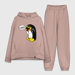 Женский костюм оверсайз Пингвин: Linux, цвет: пыльно-розовый