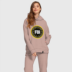 Женский костюм оверсайз FBI Departament, цвет: пыльно-розовый — фото 2