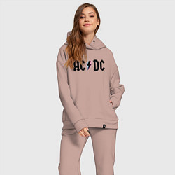Женский костюм оверсайз AC/DC, цвет: пыльно-розовый — фото 2