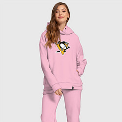 Женский костюм оверсайз Pittsburgh Penguins: Evgeni Malkin, цвет: светло-розовый — фото 2