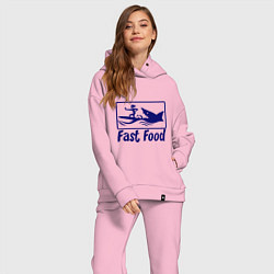 Женский костюм оверсайз Shark fast food, цвет: светло-розовый — фото 2