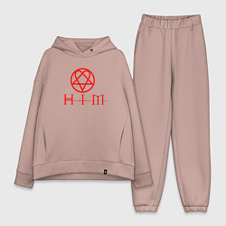 Женский костюм оверсайз HIM LOGO RED, цвет: пыльно-розовый