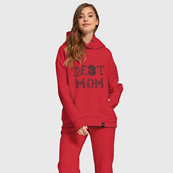 Женский костюм оверсайз Лучшая мама - best mom, цвет: красный — фото 2