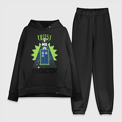 Женский костюм оверсайз Trust me, i'm doctor who, цвет: черный