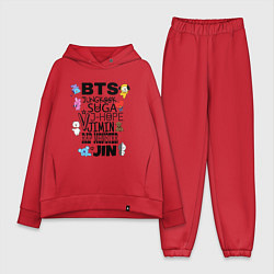 Женский костюм оверсайз BTS BT21, цвет: красный