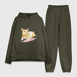 Женский костюм оверсайз Бегущий хомячек рисунок