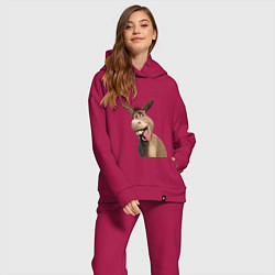 Женский костюм оверсайз Шрек: Осел, цвет: маджента — фото 2