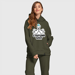 Женский костюм оверсайз Старший брат, цвет: хаки — фото 2