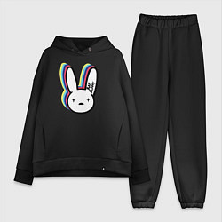 Женский костюм оверсайз Bad Bunny logo, цвет: черный