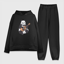 Женский костюм оверсайз Панда гитарист Panda Guitar, цвет: черный