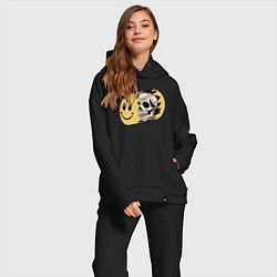 Женский костюм оверсайз СМАЙЛИК И ЧЕРЕП, цвет: черный — фото 2