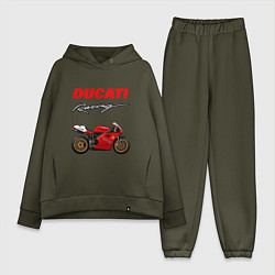 Женский костюм оверсайз DUCATI ДУКАТИ MOTOSPORT, цвет: хаки