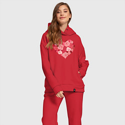 Женский костюм оверсайз Сердце в розах, цвет: красный — фото 2