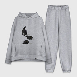 Женский костюм оверсайз 3 кота-жная история, цвет: меланж