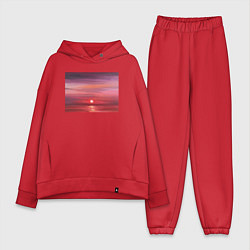 Женский костюм оверсайз Сочный закат на море, цвет: красный