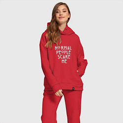 Женский костюм оверсайз Normal people scare me аиу, цвет: красный — фото 2