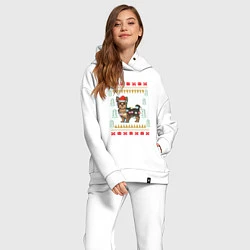 Женский костюм оверсайз Рождественский свитер Йоркшик, цвет: белый — фото 2