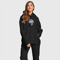 Женский костюм оверсайз Планета солнечной системы земля, цвет: черный — фото 2