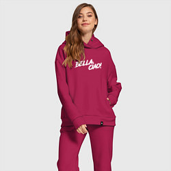 Женский костюм оверсайз БУМАЖНЫЙ ДОМ, BELLA CIAO!, цвет: маджента — фото 2