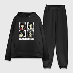 Женский костюм оверсайз Ramones, Рамонес Портреты, цвет: черный