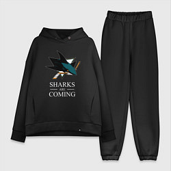 Женский костюм оверсайз Sharks are coming, Сан-Хосе Шаркс San Jose Sharks, цвет: черный