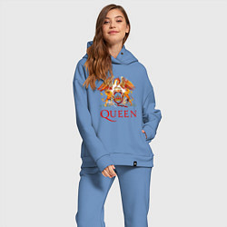 Женский костюм оверсайз Queen, логотип, цвет: мягкое небо — фото 2