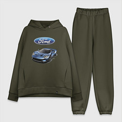 Женский костюм оверсайз Ford - legendary racing team!, цвет: хаки