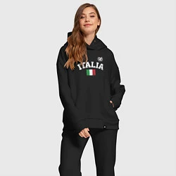 Женский костюм оверсайз Футбол Италия, цвет: черный — фото 2