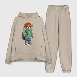 Женский костюм оверсайз Прикольный мишутка гитарист Cool teddy bear guitar