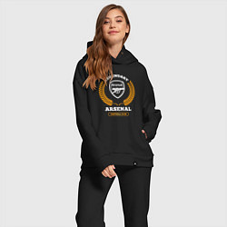 Женский костюм оверсайз Лого Arsenal и надпись Legendary Football Club, цвет: черный — фото 2