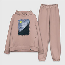 Женский костюм оверсайз Медведи на склоне, цвет: пыльно-розовый