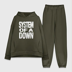 Женский костюм оверсайз System of a Down логотип, цвет: хаки