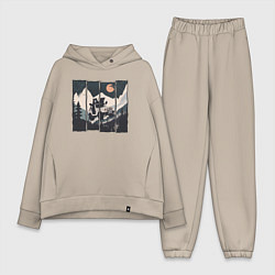 Женский костюм оверсайз Оранжевая луна и лесное ралли