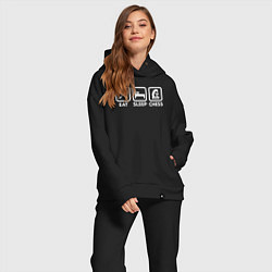 Женский костюм оверсайз Ешь Спи Играй в шахматы, цвет: черный — фото 2