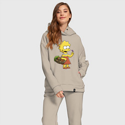 Женский костюм оверсайз Lisa Simpson с гусеницей на даче, цвет: миндальный — фото 2